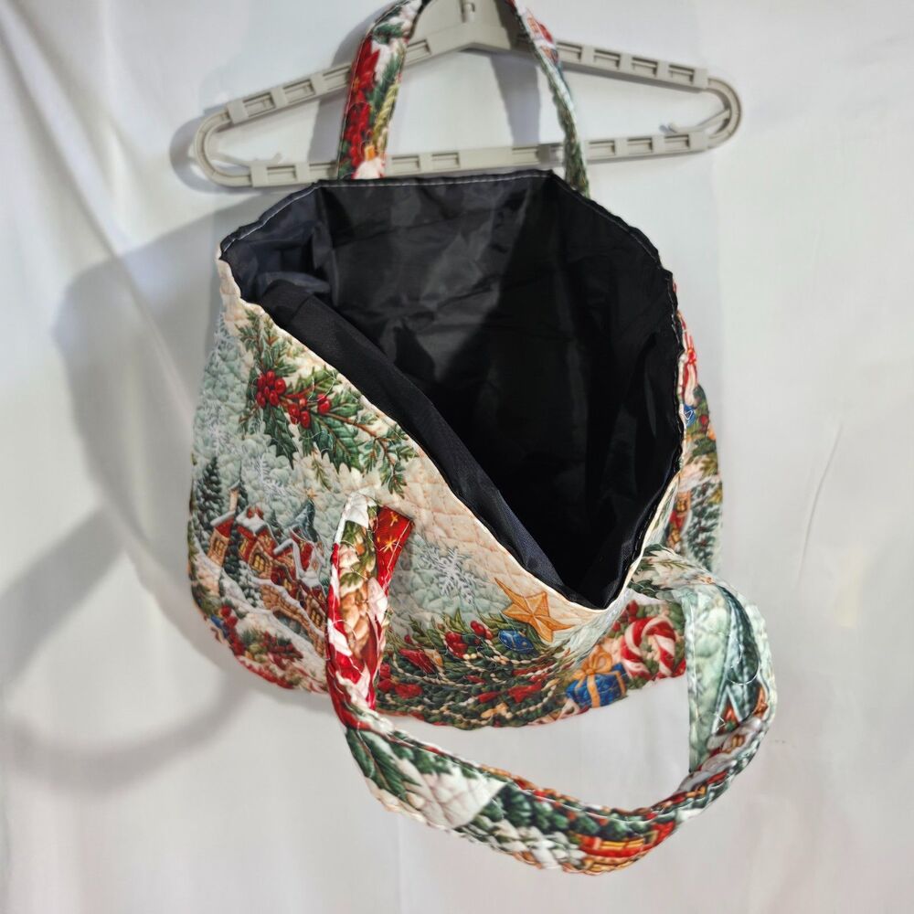 Unbranded Holiday Christmas Tree Village Quilted Tapestry Tote Bag Multi - Picture 3 of 3